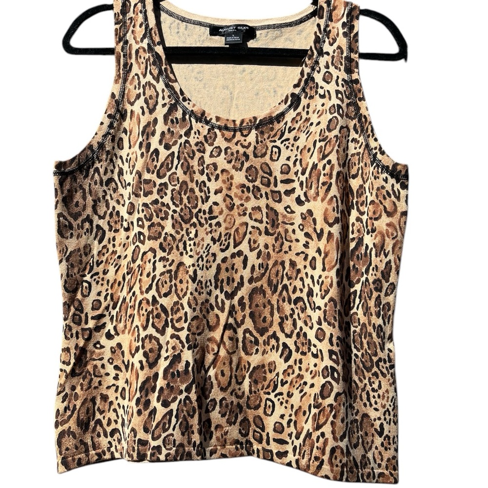 August Silk Leopard Print Tank Shell Top Large